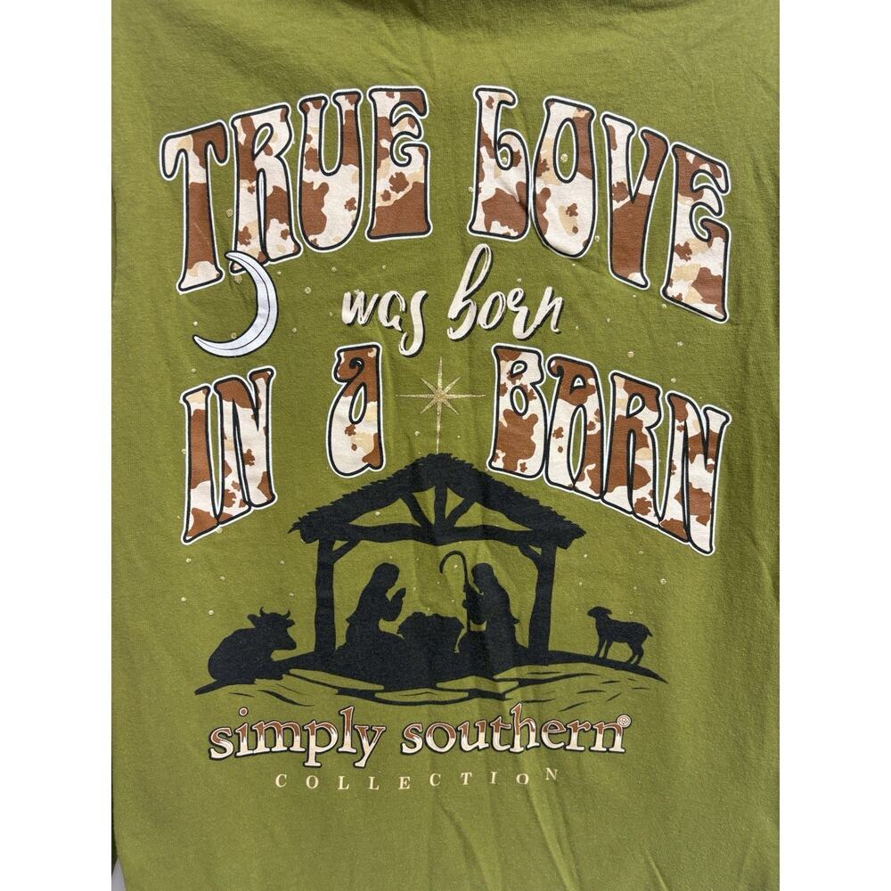 Simply Southern True Love Was Born in a Barn Long Sleeve Graphic T-Shirt Small - Picture 3 of 5
